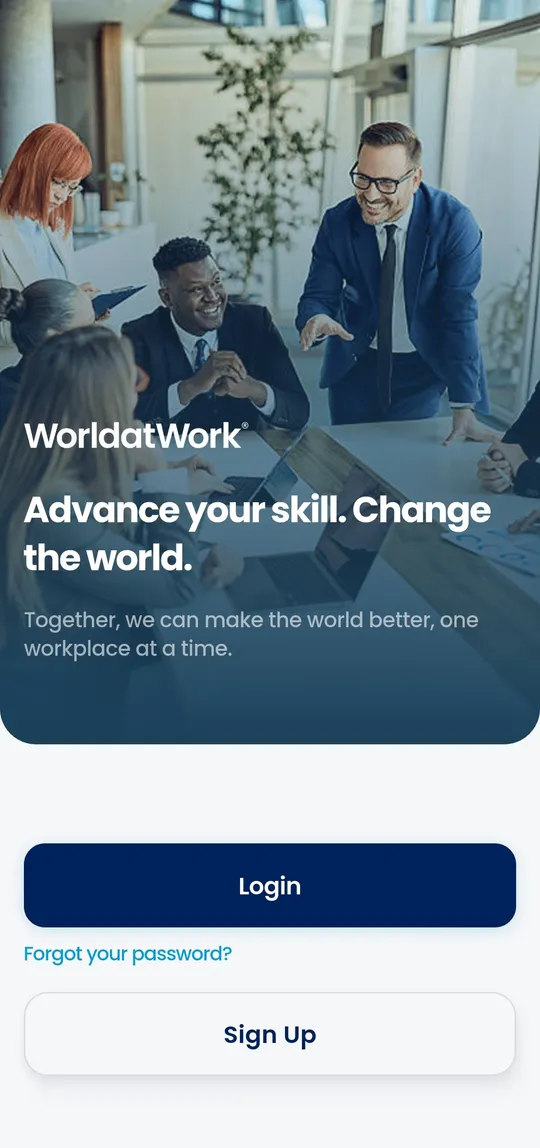 The app’s sign-in screen, with login and sign-up options